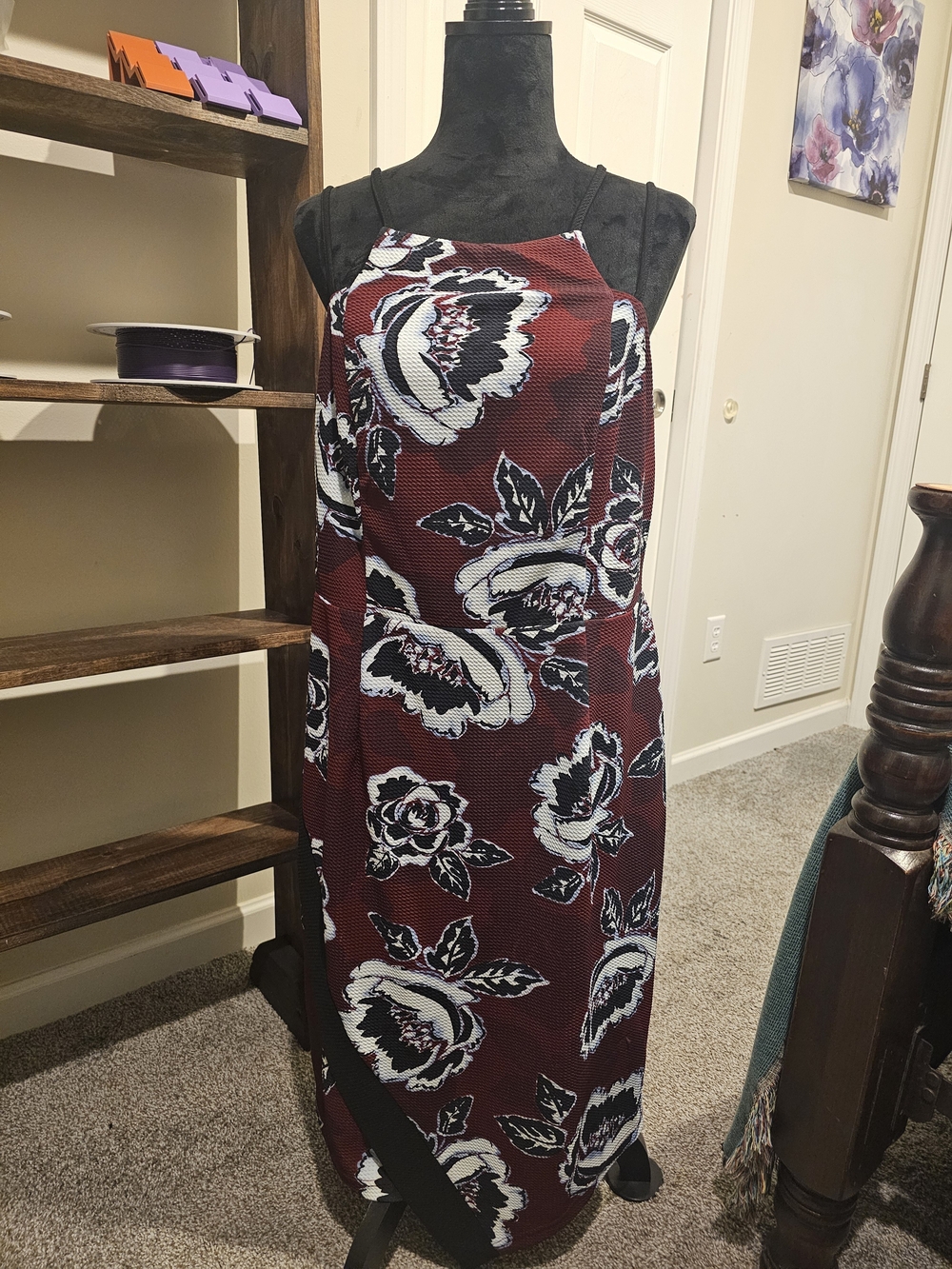 City Chic Burgundy Floral Midi Dress